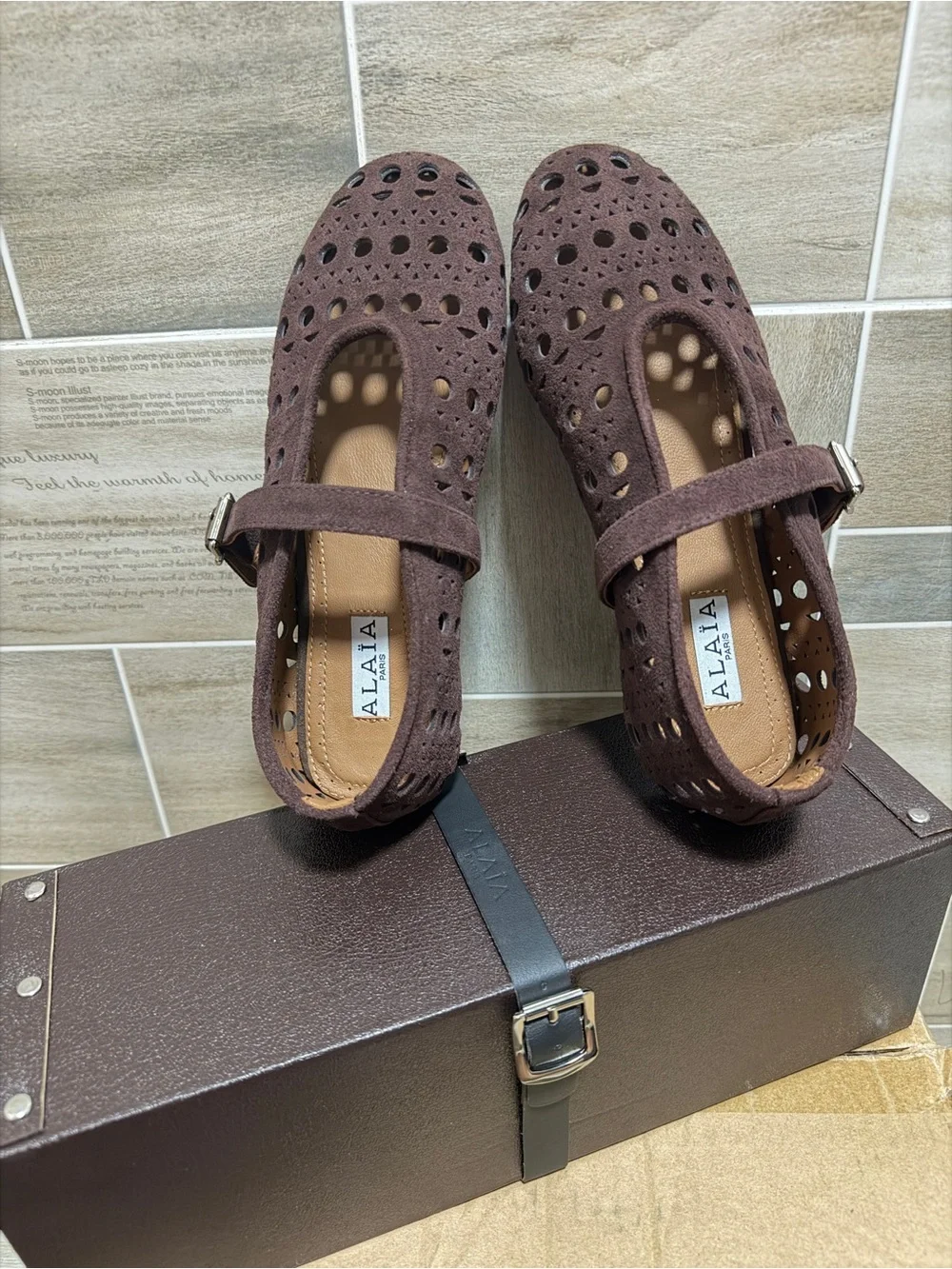 Kids Brown Suede Mary Jane Shoes with Perforated Detail